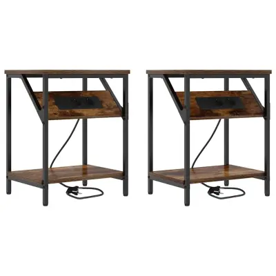 vidaXL Nočna omarica 2 pcs Dimljeni oreh 38 x 30 x 48 cm