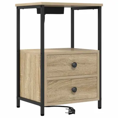 vidaXL Nočna omarica Sonoma hrast 40 x 31 x 60 cm Konstruiran les