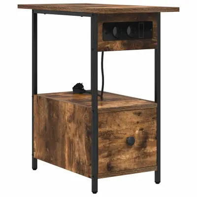 vidaXL Nočna omarica Dimljeni oreh 60 x 30 x 61 cm Konstruiran les