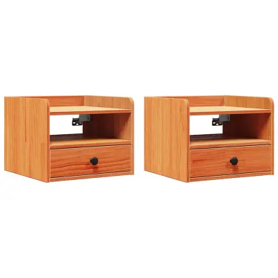 vidaXL Nočna omarica s predalom 2 pcs Voskast rjav 38 x 36 x 29,5 cm