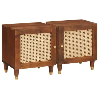 vidaXL Nočna omarica 2 pcs Rjava 40 x 33,5 x 46 cm Trden akacijev les