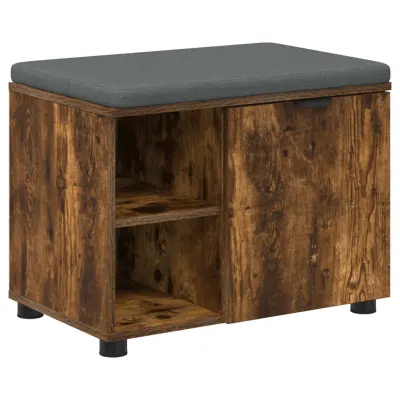 vidaXL Haldna klop z blazino Enobarvno Dimljeni oreh 60 x 38 x 46 cm