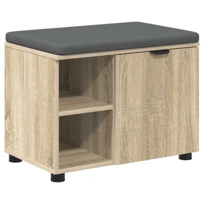 vidaXL Haldna klop z blazino Enobarvno Sonoma hrast 60 x 38 x 46 cm