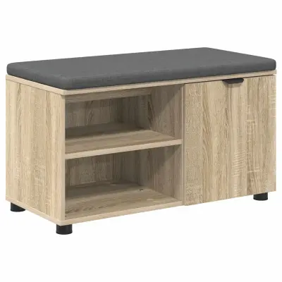 vidaXL Haldna klop z blazino Enobarvno Sonoma hrast 80 x 38 x 46 cm