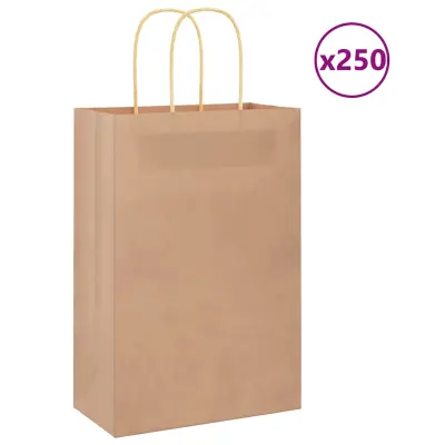 vidaXL Papirnate vrečke 250 kosov z ročaji rjave barve 21x11x31 cm
