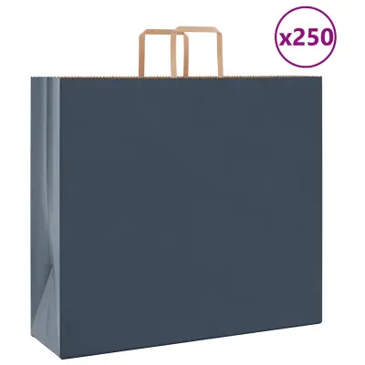 vidaXL Papirnate vrečke 250 kosov z ročaji modra 54x15x49 cm