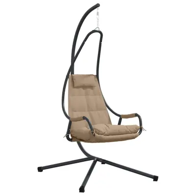 vidaXL Viseči stol v obliki jajca Taupe 94 x 107 x 196,5 cm Jeklo