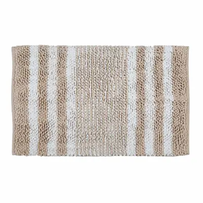 Homescapes kopalniška preproga bež šenilja s črtami, 50 x 80 c
