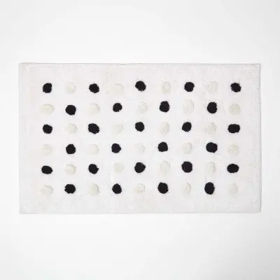 Homescapes kopalniška preproga bela in črna pois, 50 x 80 c