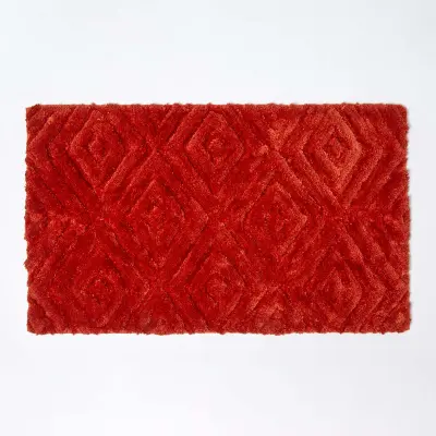 Homescapes kopalniška preproga nedrseča losanges 100% bombaž oranžna foncé, 50 x 80