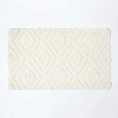 Homescapes kopalniška preproga nedrseča losanges 100% microfibre bela, 50 x 80 c