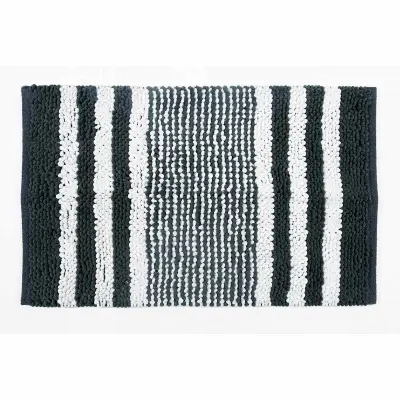 Homescapes kopalniška preproga siva šenilja s črtami, 50 x 80 c