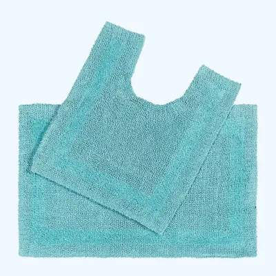 Kopalniška preproga in contour wc iz bombaža – akva modra