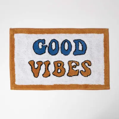 Homescapes kopalniška preproga oranžna good vibes, 50 x 80 cm