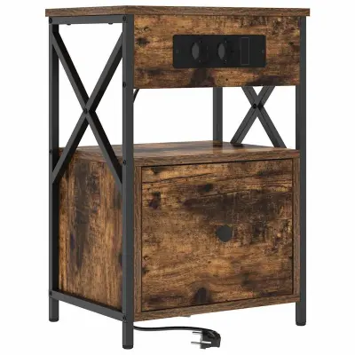 vidaXL Nočna omarica Dimljeni oreh 40 x 31 x 60 cm Konstruiran les