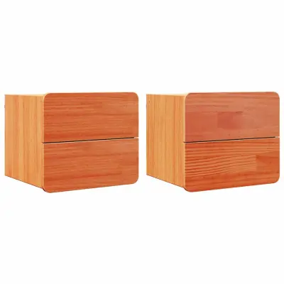 vidaXL Nočna omarica 2 pcs Rjava 39 x 34 x 33 cm Trdna borovina