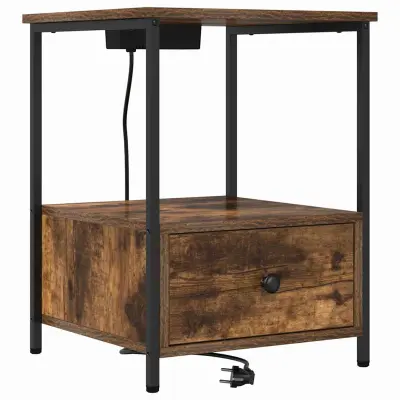 vidaXL Nočna omarica Dimljeni oreh 42 x 41 x 56 cm Konstruiran les