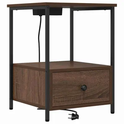 vidaXL Nočna omarica Rjav hrast 42 x 41 x 56 cm Konstruiran les