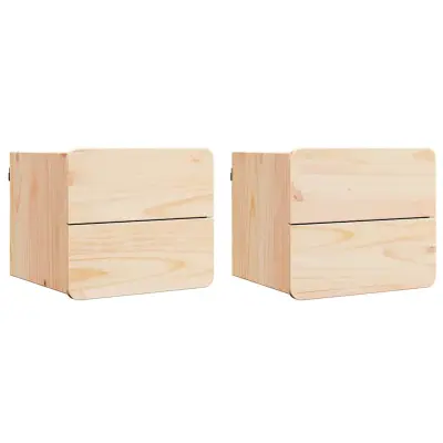 vidaXL Nočna omarica 2 pcs Naravna 39 x 34 x 33 cm Trdna borovina