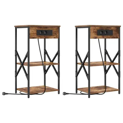 vidaXL Nočna omarica s polico 2 pcs Dimljeni oreh 41 x 31 x 76 cm