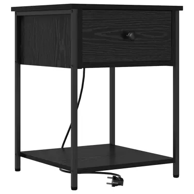 vidaXL Nočna omarica Črna Orehovina 42 x 41 x 56 cm Konstruiran les