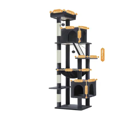 Večstopenjski mačji drevesni stolp, prostorne konde, trdni praskalniki, AMT0281DGY, XL