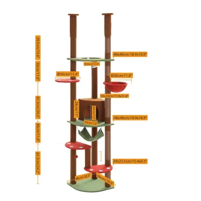 Prilagodljiv višinski mačji dreves, stabilna zasnova, večnivojske platforme, AMT0119BN, XL