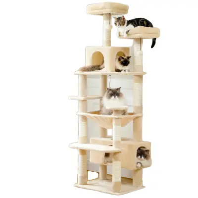 Velik mačji drevesni stolp, 5+ plasti, sisalni praskalniki, več peresnikov, AMT0204BG, L