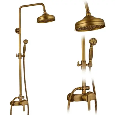 Kopalniška tuš pipa, starinski medeninasti, dvojna ročica, tip K