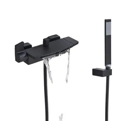 Kopalniška pipa, mat črna površina, dizajn z dvema ročajema, mat črna