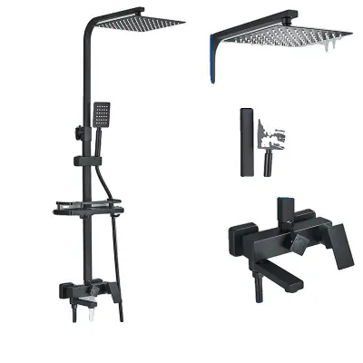 Tuš pipa, stenska, enoročna, 10 palcev, črna C 10 palcev