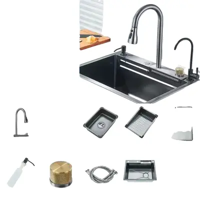 304 nerjaveče jeklo kuhinjski umivalnik, prostoren enojni kotliček, moderna brušena površina, 60X45CM-A1