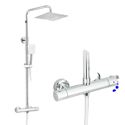 Termostatski tuš pipni set, kromirana obdelava, dvojni ročaj