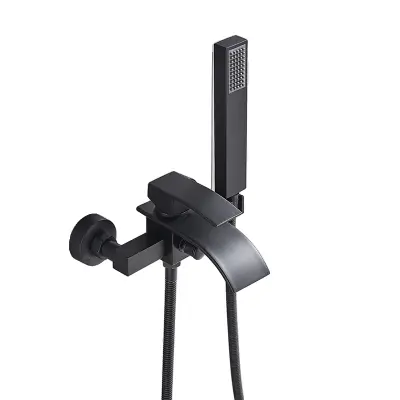 Pipa za kad z vodopadom, mat črna površina, sodoben dizajn, mat črna A