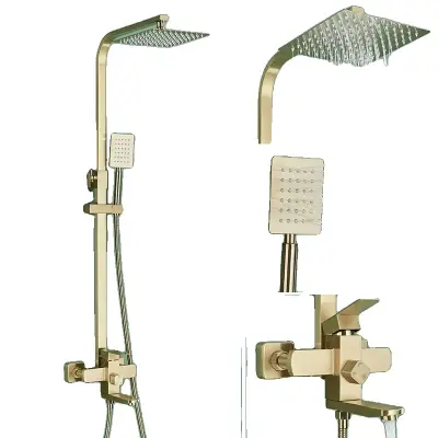 Zlati tuš pipa, enojna ročica, poliran zaključek, mat zlata 8-I