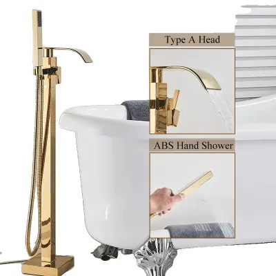 Mešalnik za tuš v kadi, enoročna kontrola, moderna lakirana površina, zlat A