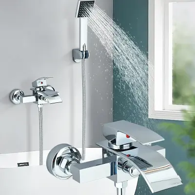 Mešalni pipa za kad, dvojna ročica, nerjaveči jekleni cev, mat črna B