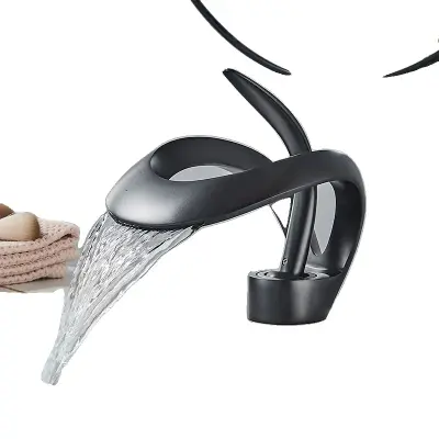 Kopalniška pipa, montirana na pult, vroča in hladna voda, sodoben dizajn, Črna kratka