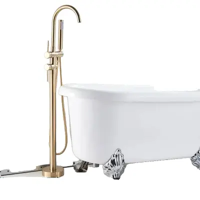 Stojalo za pipo, dvojna ročica, nadzor hladne in tople vode, brušeno zlato