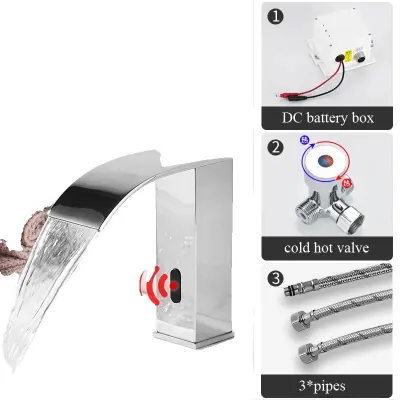 Pametni senzorni umivalni pipa, samodejno zaznavanje, slapno odmerjanje, krom kratka A