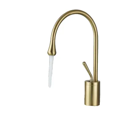 Bazen pipa, brušeno zlato, montirana na ploščo, en ročaj, brušeno zlato srednje