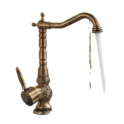 Kuhinjska pipa, starinski videz, 360° rotacija, Antik medenina H