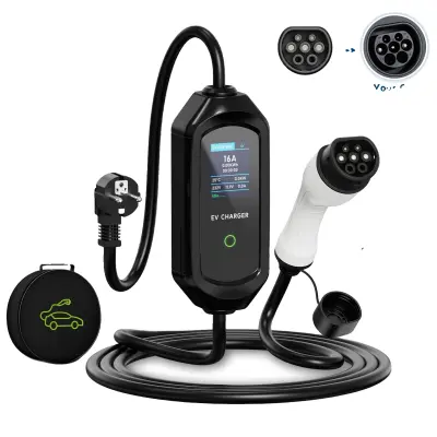 Prenosni EV polnilnik, pametna kontrola preko WiFi in Bluetooth, prilagodljiv tok polnjenja, Type2 5M