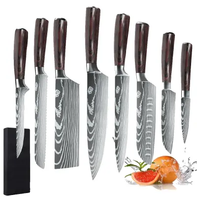 Set japonskih kuhinjskih nožev, visoko ogljikovo nerjaveče jeklo, okolju prijazno, kuhinjski noži, 8PCS