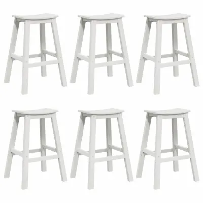 vidaXL Set barskih stolov za vrt 6 pcs Bela HDPE