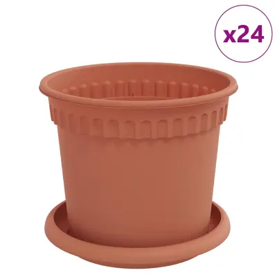 vidaXL Lončki za rastline 24 pcs Kamnito rdeča Ø 15 x 12 cm Plastika