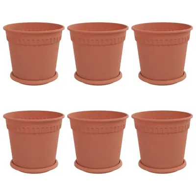 vidaXL Lončki za rastline 6 pcs Kamnito rdeča Ø 19 x 16 cm Plastika