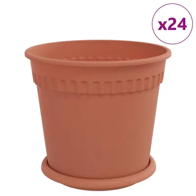 vidaXL Lončki za rastline 24 pcs Kamnito rdeča Ø 19 x 16 cm Plastika