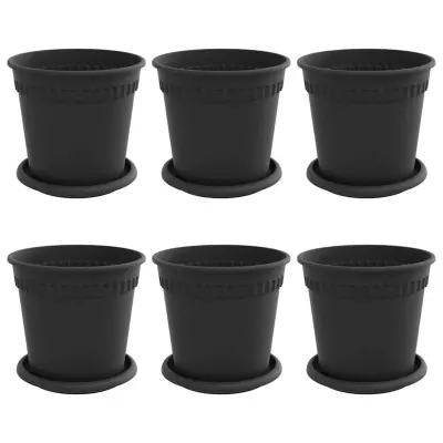 vidaXL Lončki za rastline 6 pcs Črna Ø 17 x 14 cm Plastika
