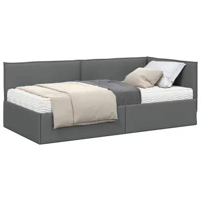 vidaXL Kotni okvir postelje z matrico z vzglavjem 2 pcs Siva Žamet